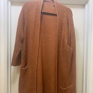 Pink clover burnt orange knit cardigan XL